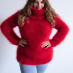 Wool mohair fuzzy sweater turtleneck to order