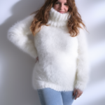 Wool fuzzy mohair turtleneck sweater to order