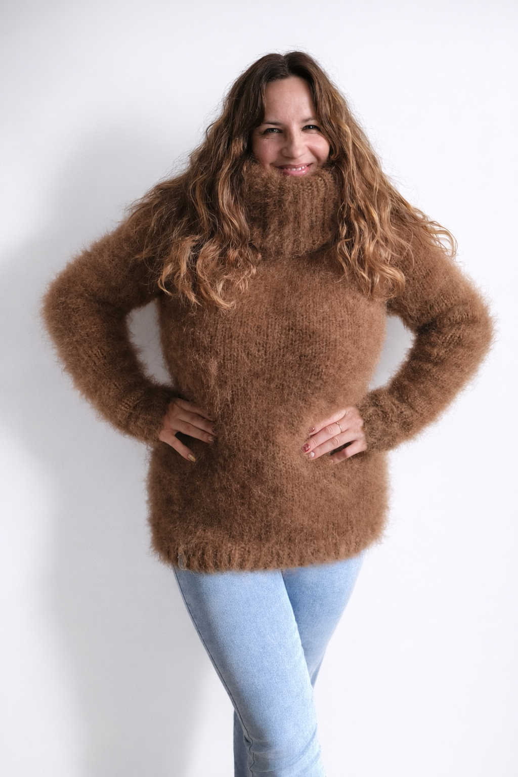 a замени фон на моем ф (4) fuzzy wool mohair turtleneck sweater big collar brown man
