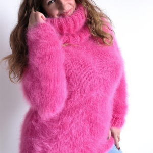 sweater turtleneck pink bright